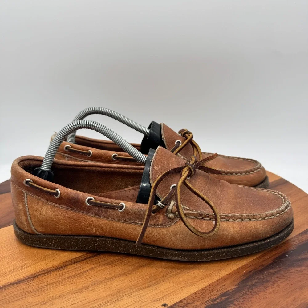 Allen Edmonds Northland Brown Leather Boat Shoes Mens Size 8.5 Handmade